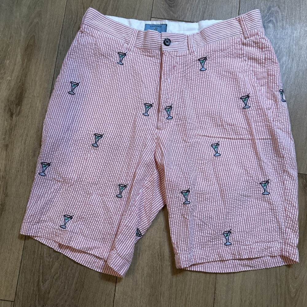 Castaway Nantucket Shorts Mens‎ Size 30 Pink Stripe Seersucker Martini